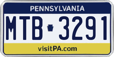 PA license plate MTB3291