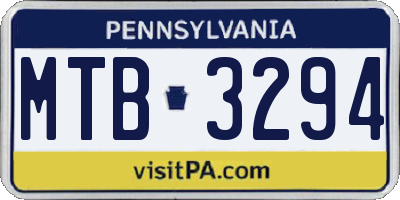 PA license plate MTB3294