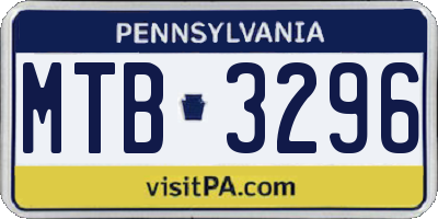 PA license plate MTB3296