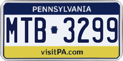 PA license plate MTB3299