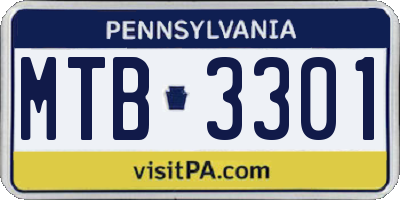 PA license plate MTB3301