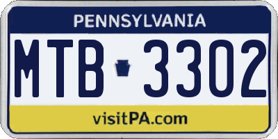 PA license plate MTB3302