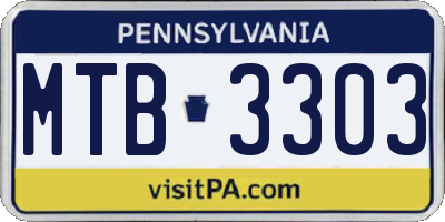 PA license plate MTB3303