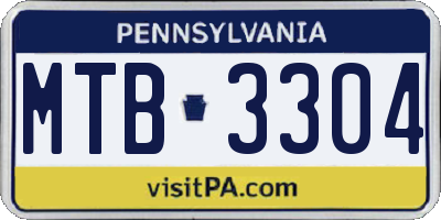 PA license plate MTB3304