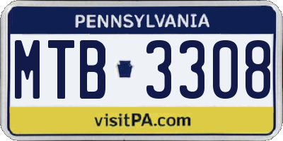 PA license plate MTB3308