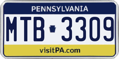 PA license plate MTB3309