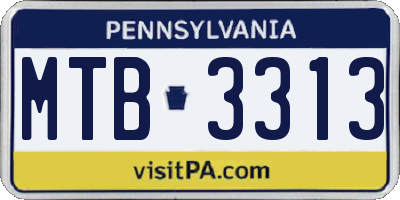 PA license plate MTB3313