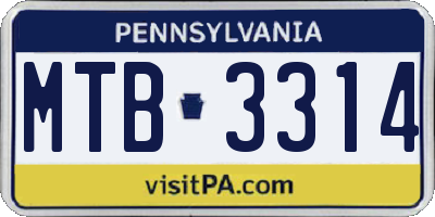 PA license plate MTB3314