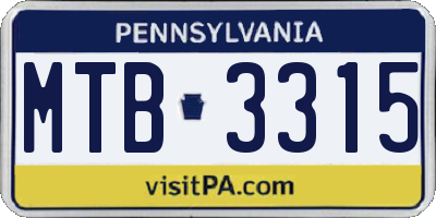 PA license plate MTB3315