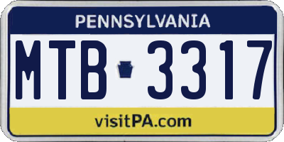 PA license plate MTB3317