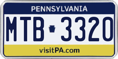 PA license plate MTB3320