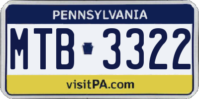 PA license plate MTB3322
