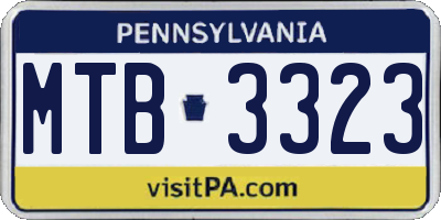 PA license plate MTB3323
