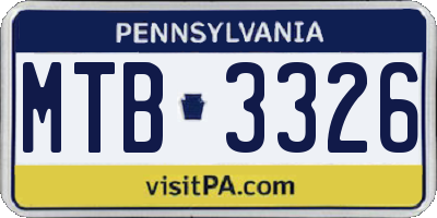 PA license plate MTB3326