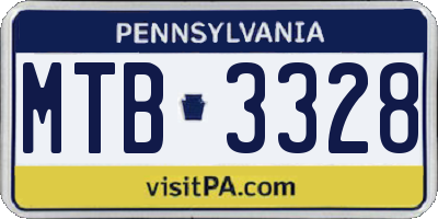 PA license plate MTB3328