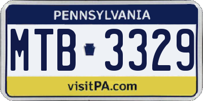 PA license plate MTB3329