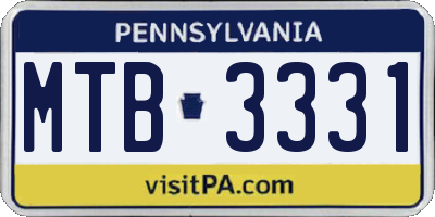 PA license plate MTB3331