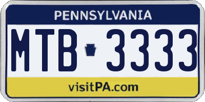 PA license plate MTB3333
