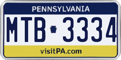 PA license plate MTB3334