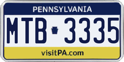 PA license plate MTB3335