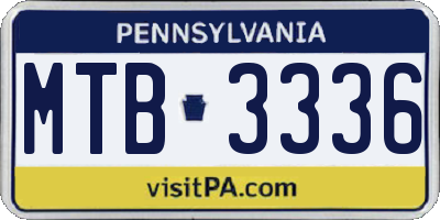 PA license plate MTB3336