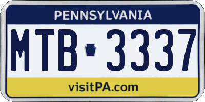 PA license plate MTB3337