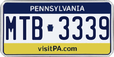 PA license plate MTB3339