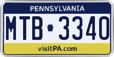 PA license plate MTB3340