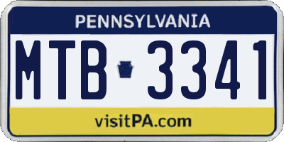 PA license plate MTB3341