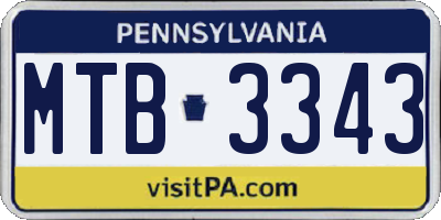 PA license plate MTB3343