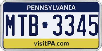PA license plate MTB3345