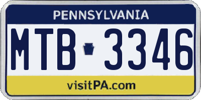 PA license plate MTB3346