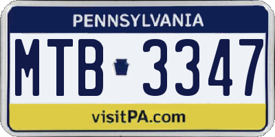 PA license plate MTB3347