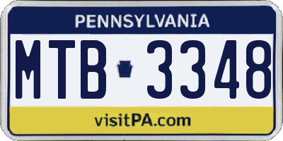 PA license plate MTB3348