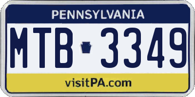 PA license plate MTB3349
