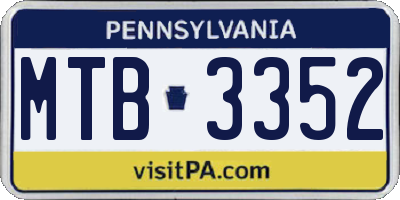 PA license plate MTB3352