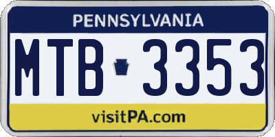PA license plate MTB3353