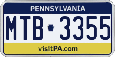PA license plate MTB3355