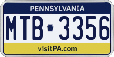 PA license plate MTB3356