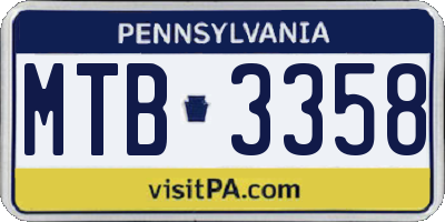 PA license plate MTB3358