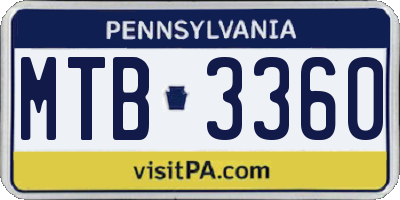 PA license plate MTB3360