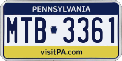 PA license plate MTB3361