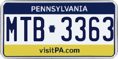 PA license plate MTB3363