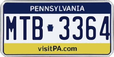 PA license plate MTB3364