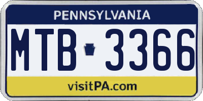 PA license plate MTB3366