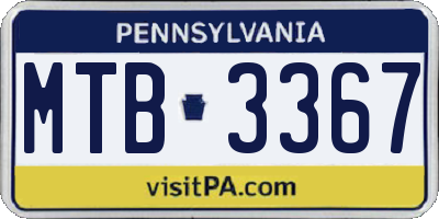 PA license plate MTB3367