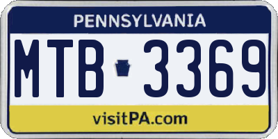 PA license plate MTB3369