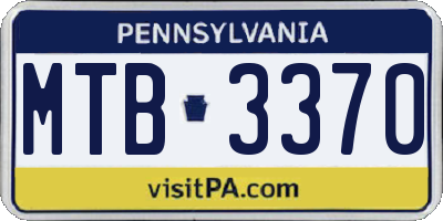 PA license plate MTB3370