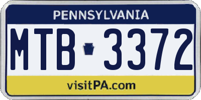 PA license plate MTB3372