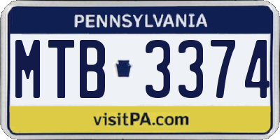 PA license plate MTB3374